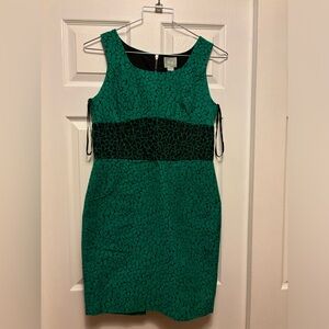 Maeve Daisy Dress Front Pockets Sheath Knee Length Green Motif Lined Womens 12